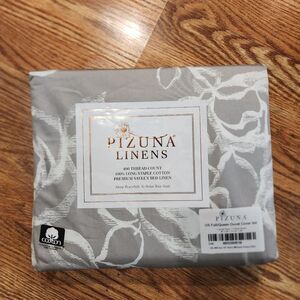 100% Cotton Duvet Cover Set Full/Queen Size Silver Floral